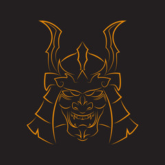 Obraz premium Samurai mask line art illustration