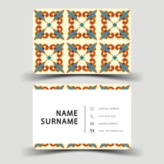 Business card design. With abstract pattern.Vector element vintage style. 