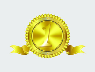 golden medal with ribbon