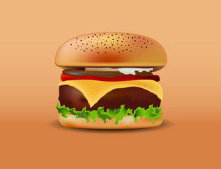 hamburger on white background