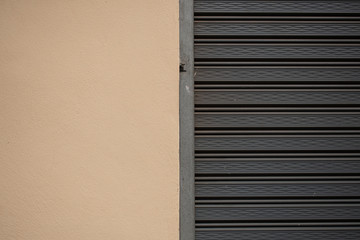 metal shutters on a wall close up  background