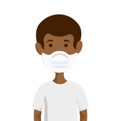 man afro using face mask isolated icon vector illustration design