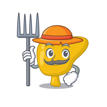 Liver mascot design working as a Farmer wearing a hat