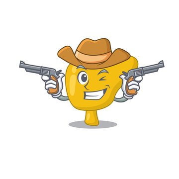 Cartoon character cowboy of liver with guns