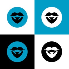 Beard lover logo design template elements, circle shape icon -  Vector