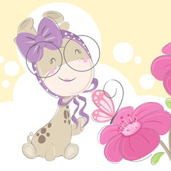 Cute animal giraffe illustration for kids