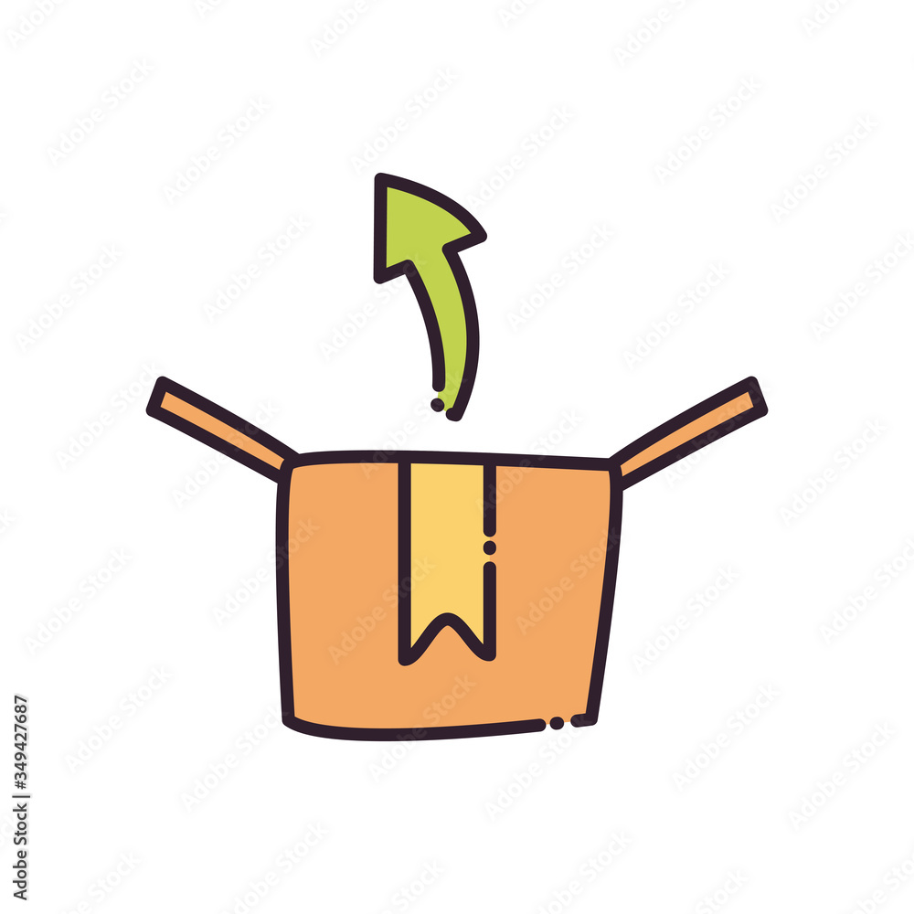 Poster arrow over box flat style icon vector design