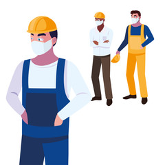 Industry operators wearing face masks at work