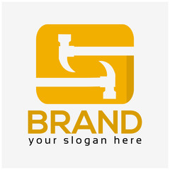 Letter S Hammer Logo. Flat design. Vector Illustration on white background