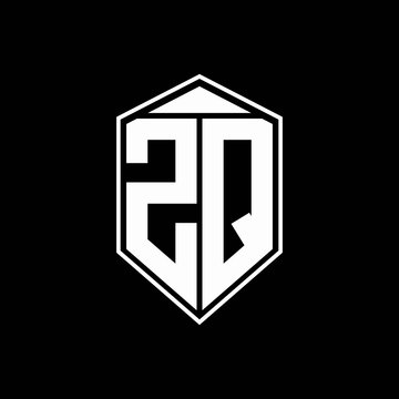 zq logo monogram with emblem shape combination tringle on top design template