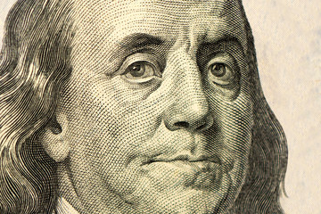 High definition Benjamin Franklin portrait from 100 dollars