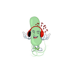 Cartoon drawing design of aquificae listening to the music with headset