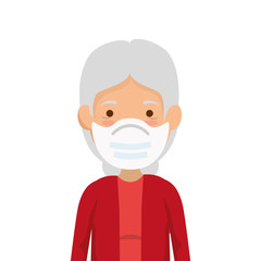 old woman using face mask isolated icon vector illustration design