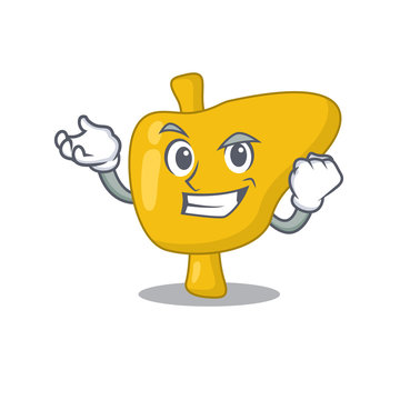 A funny cartoon design concept of liver with happy face