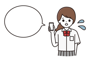 スマホ 学生 女性 イラスト 吹き出し