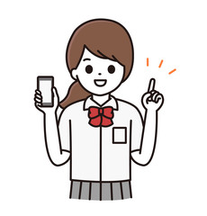 スマホ 学生 女性 イラスト