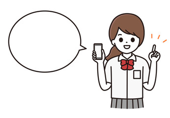 スマホ 学生 女性 イラスト 吹き出し