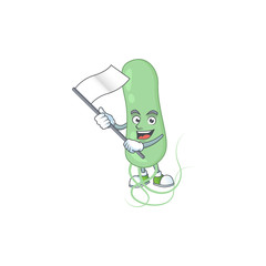 Cute caricature character of aquificae with a white flag