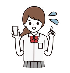 Fototapeta premium スマホ 学生 女性 イラスト