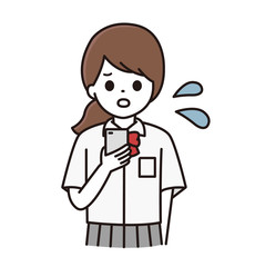 スマホ 学生 女性 イラスト