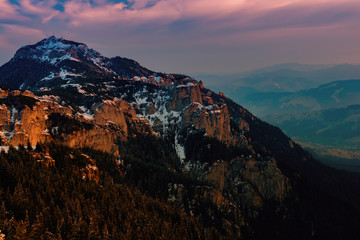 sunrise on the snowy mountain