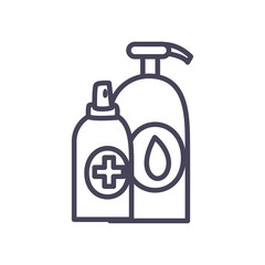 Antibacterial bottle line style icon vector design