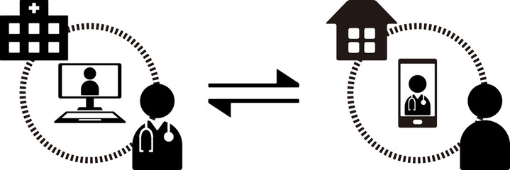Fototapeta premium スマホで遠隔治療を受ける人 アイコン イラスト