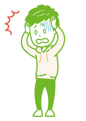 ショックを受ける男性　ポーズ　イラスト