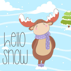 Fototapeta premium Cute animal cartoon deer illustration for kids