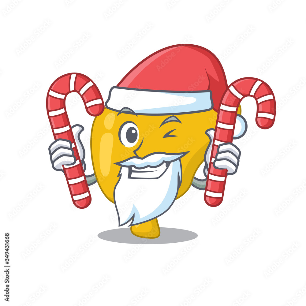 Canvas Prints Friendly liver dressed in Santa Cartoon character with Christmas candies