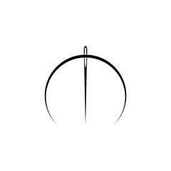 Needle and thread silhouette icon isolated on white background