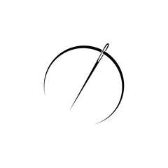 Needle and thread silhouette icon isolated on white background
