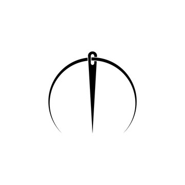 recommend clip art: Needle and thread silhouette icon isolated on white background