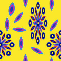 seamless pattern with leaves and flowers paisley style