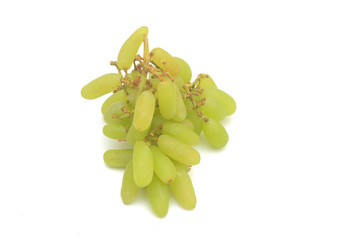 Close up a bunch of green grape over white background.