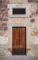 Colonial style Mexican Old Wooden Door in Guanajuato Mexico.