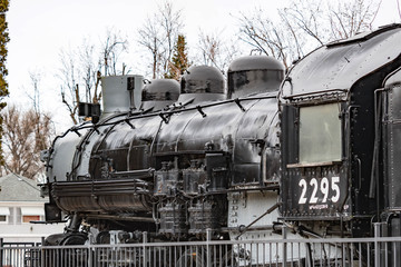 Locomotive 2295 and Boise Train Depot, Boise Idaho USA, March 30, 2020