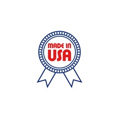 Made in USA badge with USA flag elements isolated on white background