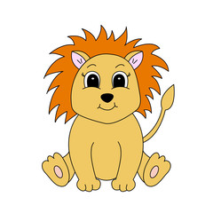 Cartoon cute lion. Vector illustration for children.