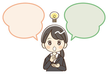 女性、吹き出し、閃く