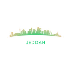 Jeddah skyline silhouette. Vector design colorful illustration.