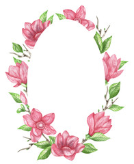Oval frame of magnolia