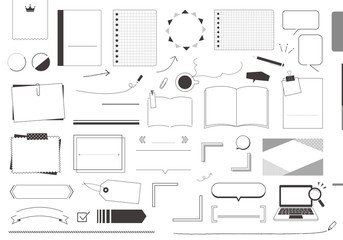 いろんな見出しデザイン素材 見出し参考（モノクロ）