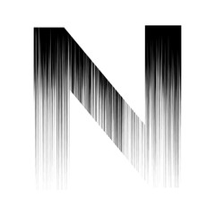 Fototapeta premium ENGLISH ALPHABET MADE OF BLACK GRADIENT PATTERN OF SEAMLESS VERTICAL LINES : N