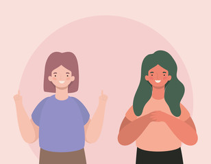 happy women cartoons vector design