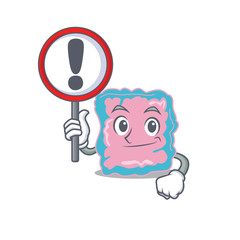A cartoon icon of intestine with a exclamation sign board