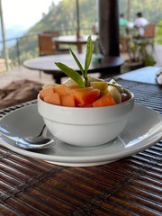 Fruit salad with tea leaves