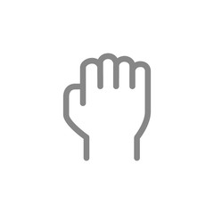 Obraz premium Human fist line icon. Power and resistance gesture symbol