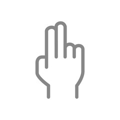 Obraz premium Mudra of life gesture line icon. Two fingers up symbol