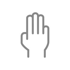 Three fingers up line icon. Oath, victory gesture symbol